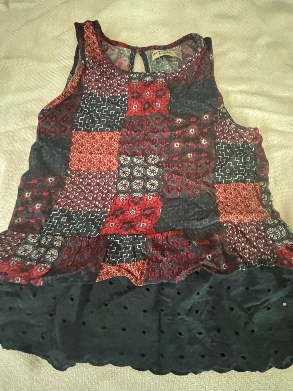 abercrombie kids Patchwork Tank Top in Red and Black
